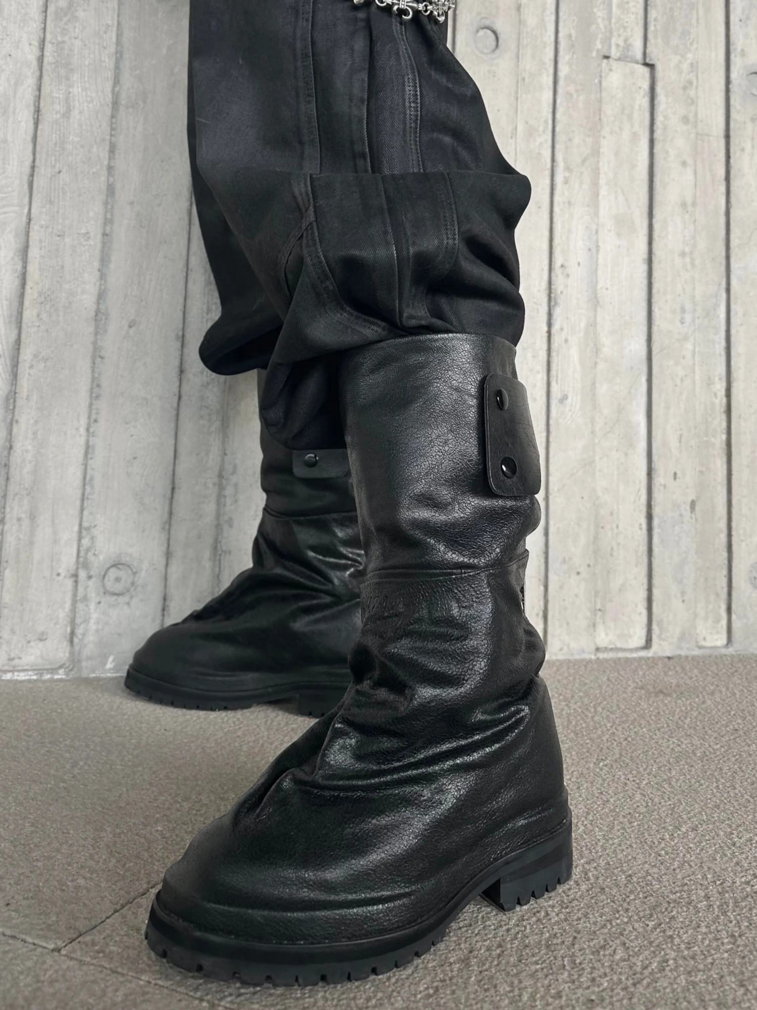 

Рыцарские ботинки в стиле ретро, мужские ботинки челси из натуральной кожи, свободные модные рабочие ботинки, зимние ботинки до середины икры с застежкой-молнией