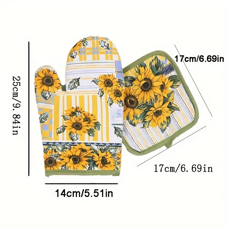 2pcs Set of Kitchen Gloves, High Temperature Resistance -Comfortable Polyester Materialhand Guard,Gift,Creative Kitchen Supplies