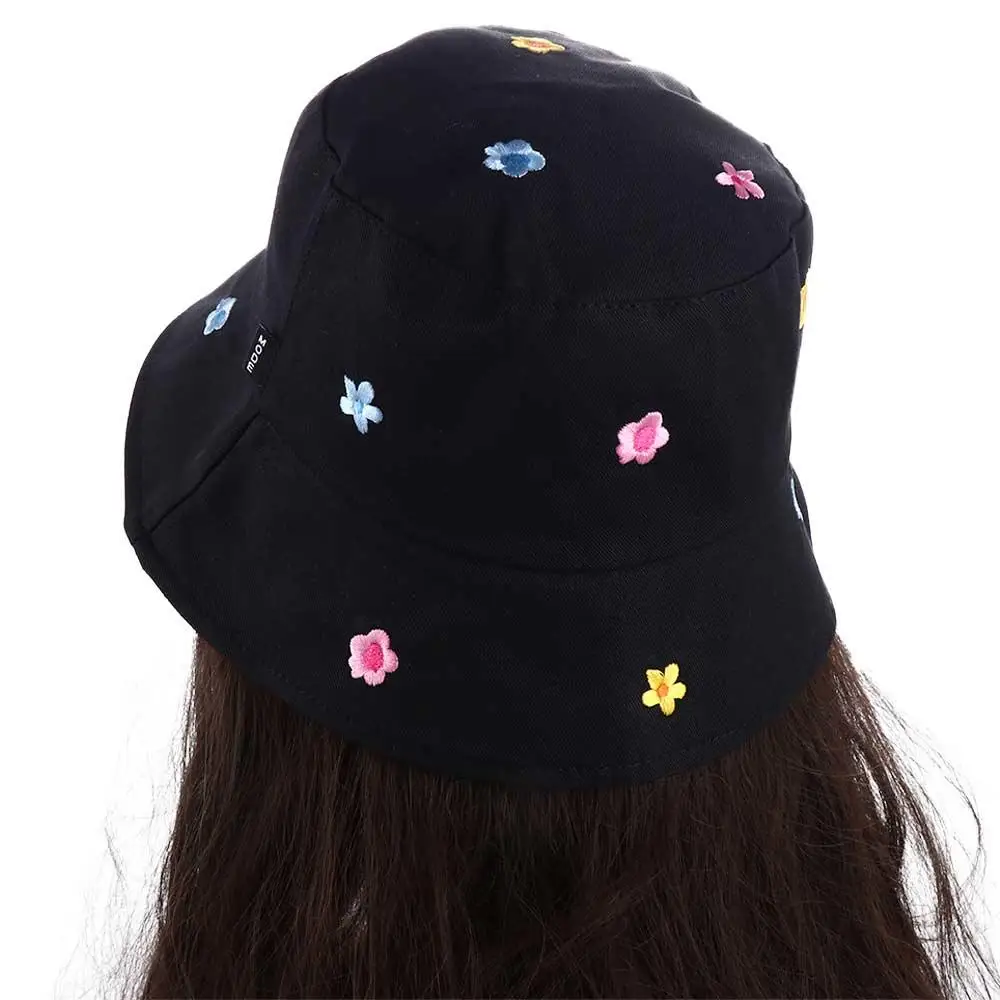 Cotton Flower Embroidery Bucket Hat Fisherman Hat Outdoor Travel Hat Sun Cap Hats For Men And Women