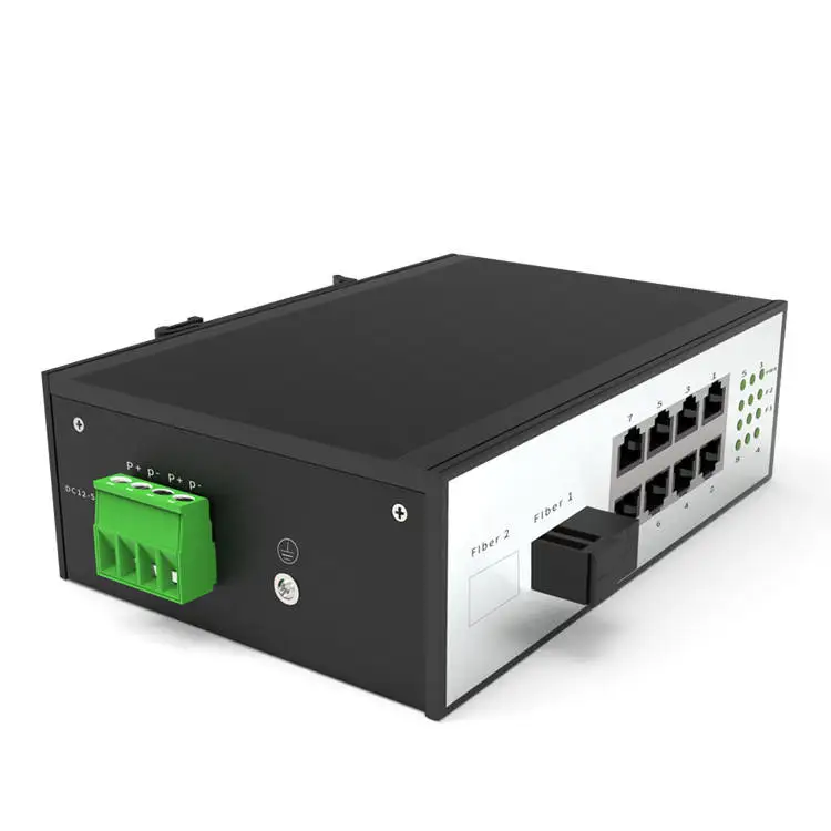 8 Port 100Mbps PoE DIN-Rail Industrial Network Switch  96W PoE IP40 1 Fiber SC Port Fiber POE Switches ethernet switch