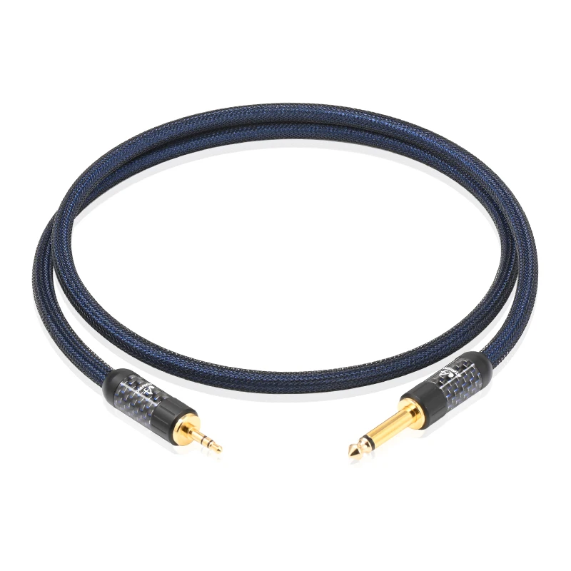 ATAUDIO HiFi 3,5 auf 6,5 Kabel reines Silber Stereo 3,5 mm Klinke auf 6,5 mm TRS/TS 1/4 Zoll Audiokabel für Telefon-Mischpult-Verstärker 3