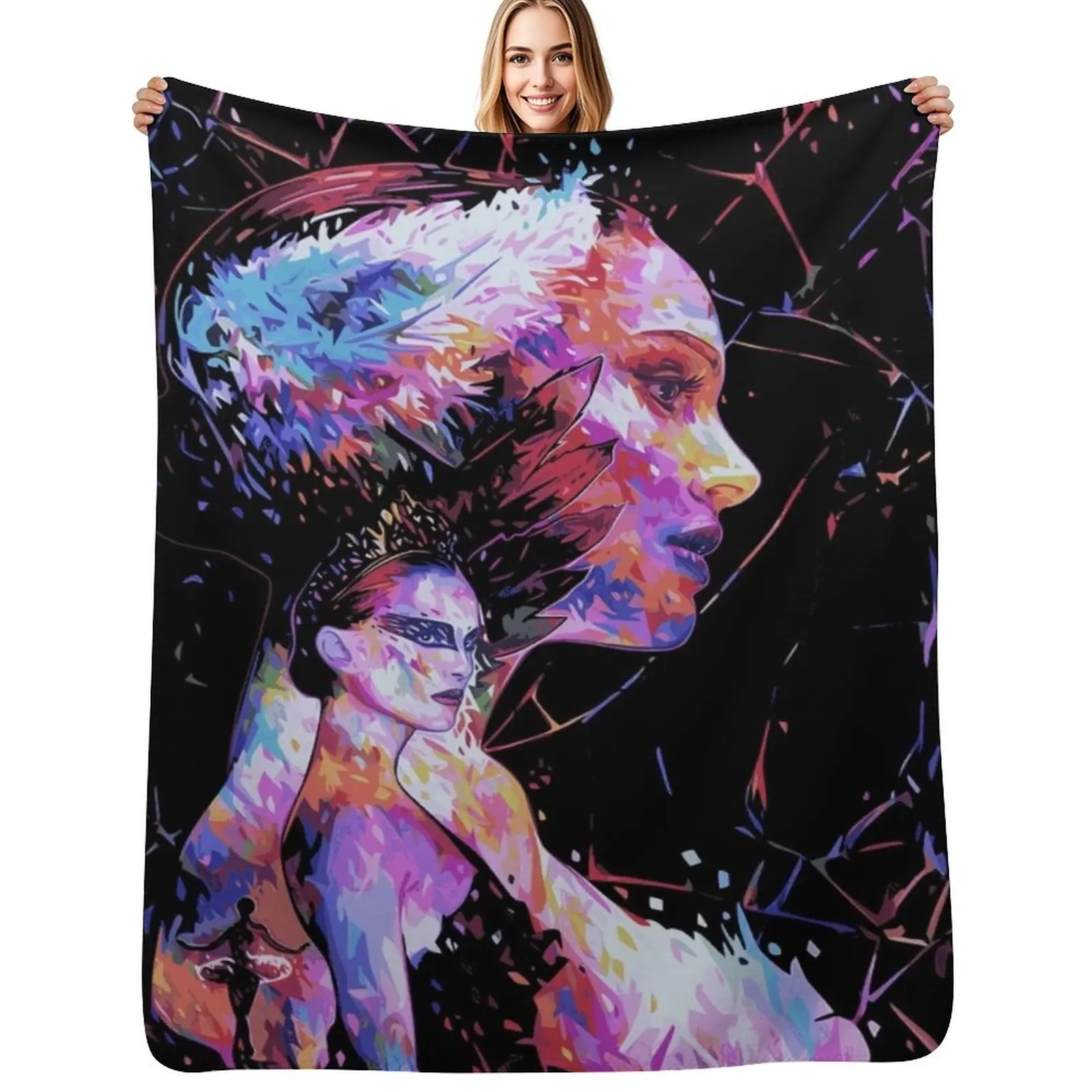 

Black Swan - Natalie Portman Movie Artwork Throw Blanket Tourist wednesday Heavy bed plaid Blankets