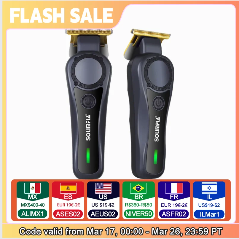 Solimpia hair trimmer electric hair clipper for men Stainless Steel Blade hair cutting machine usb charging grooming kit