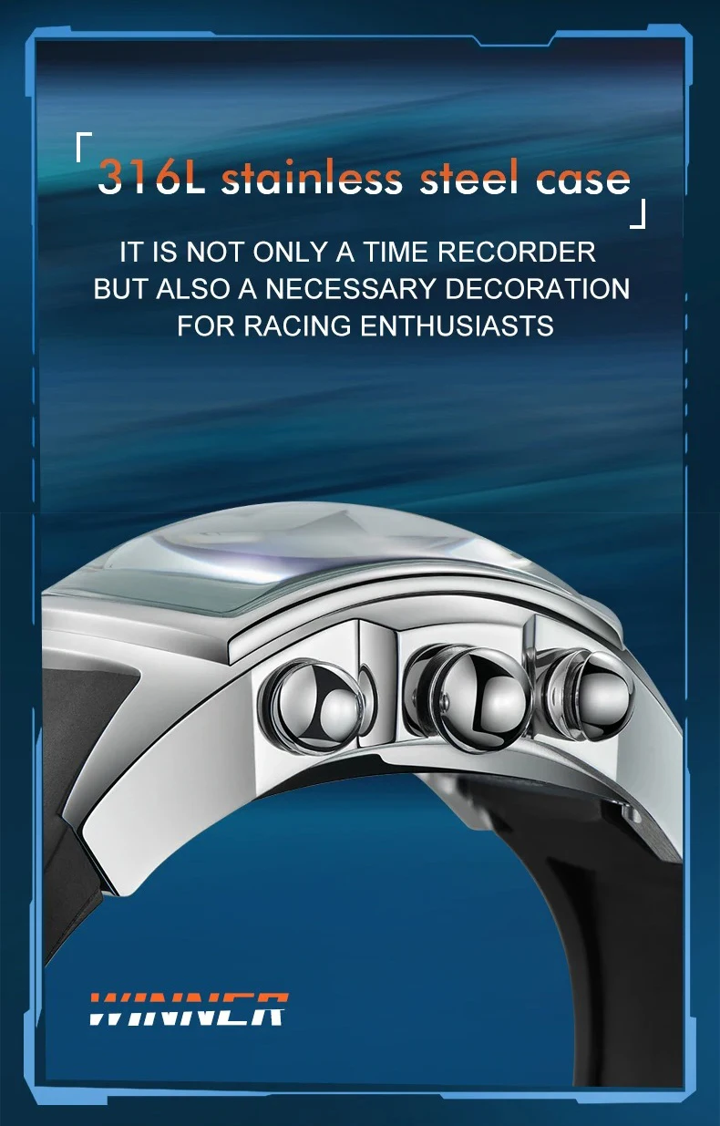 Reef Tiger Men Automatic Watch Tonneau Case Mechanical Wristwatch Racing Dial Luminous Multi-dial Year Month Week Date