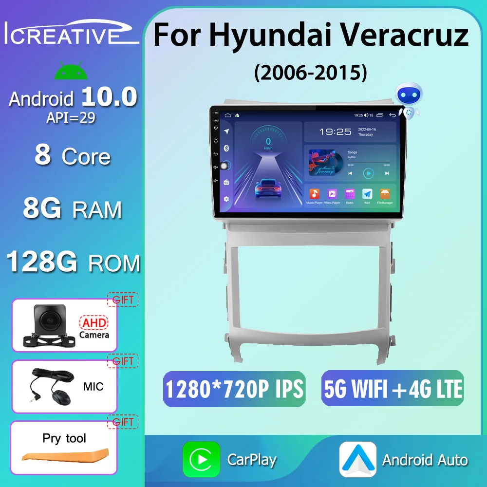 

Icreative Car Radio For Hyundai Veracruz ix55 2006-2015 Android 10 Stereo Multimedia GPS Navi DSP Carplay Autoradio HU Head Unit