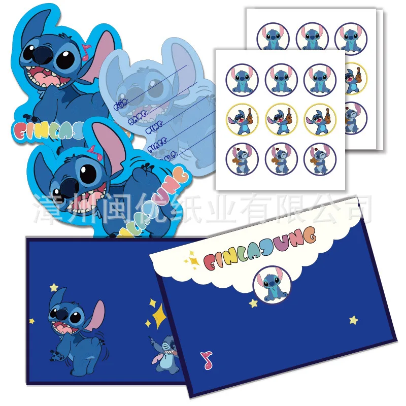 10/12pcs Disney Stitch Anime Sticker Invitation Card envelope SET Mini Greeting Card Event Birthday Party Supplies Free Shipping