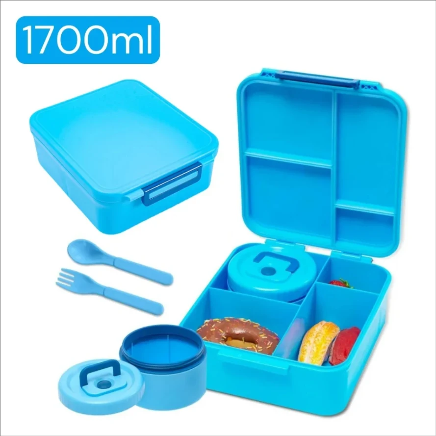Fiambrera Bento empaquetada para niños, contenedores cónicos de almacenamiento de alimentos de 1700ml con adornos, tarro termo, fiambrera, Tupper escolar para niños