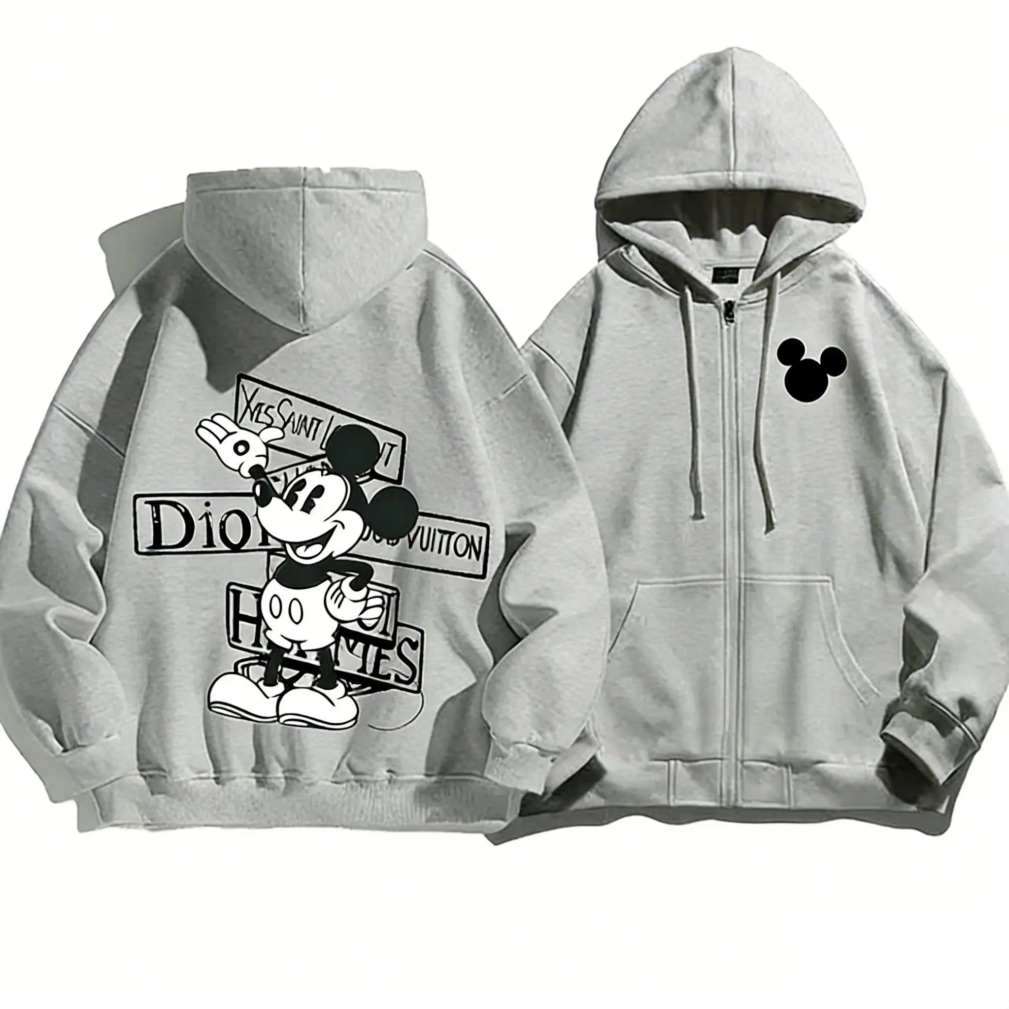 

Толстовка на молнии с рисунком Микки, мужская и женская куртка, повседневные топы, пуловер с принтом Диснея, 2026, весенне-осенняя одежда Y2k, уличная одежда унисекс