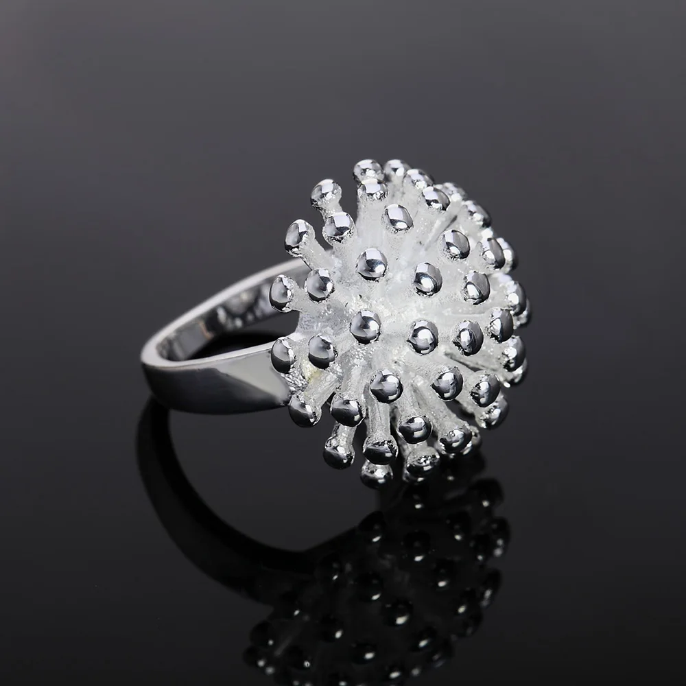 925 Silver Fishing Net Accessories Fashion European and American Jewelry Flower Ruili Classic Fireworks Men's and Women's Rings