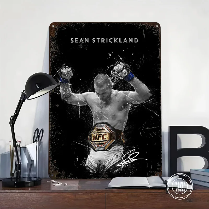 Sean Strickland Tinplate Poster Customized Wall Art Vintage Metal Signs Retro Tin Plaque for Modern Home Decoration Luxury House