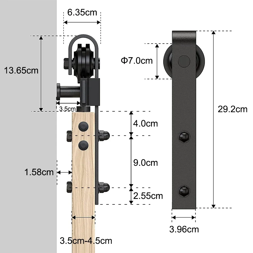 Imagem -06 - Deslizando o Celeiro de Madeira Porta Hardware Kit J-shaped Black Steel Track Sistema de Rolo para Única Porta