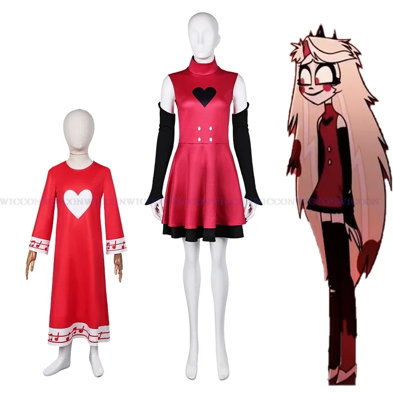 Hazbin Charlie Hotel Morningstar Cosplay Costume Dress Wig Mad Fight Suit Anime Halloween Party Princess Charlie Cosplay Clothes