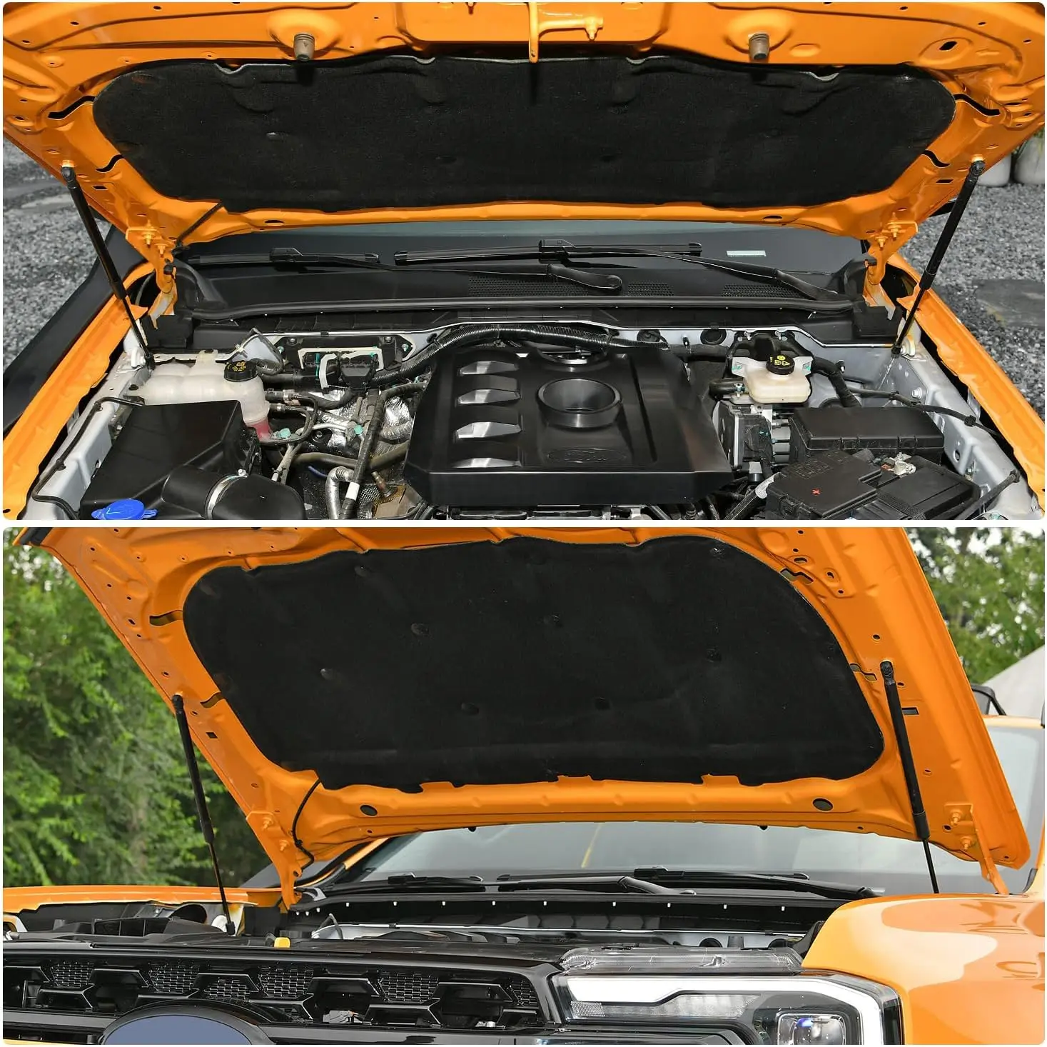2PCS Carbon Steel Car Front Hood Hydraulic Rod For Ford Ranger T9 2022-2024 Hood Lift Support Strut Shocks Rod Stick Accessories