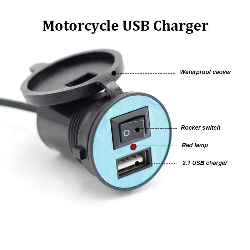 12V 5V-1.5A Motorcycle Handlebar USB Charger Moto Adapter Power Supply Socket Waterproof For Phone Mobile Motorbike Accessories