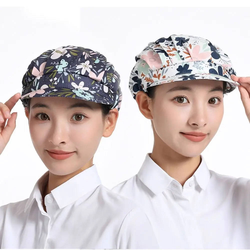 Cotton Dust proof Work Cap Women Food Service Printing Chef Cap Bundled Hair Work Headband Hotel Restaurant Hat image 2