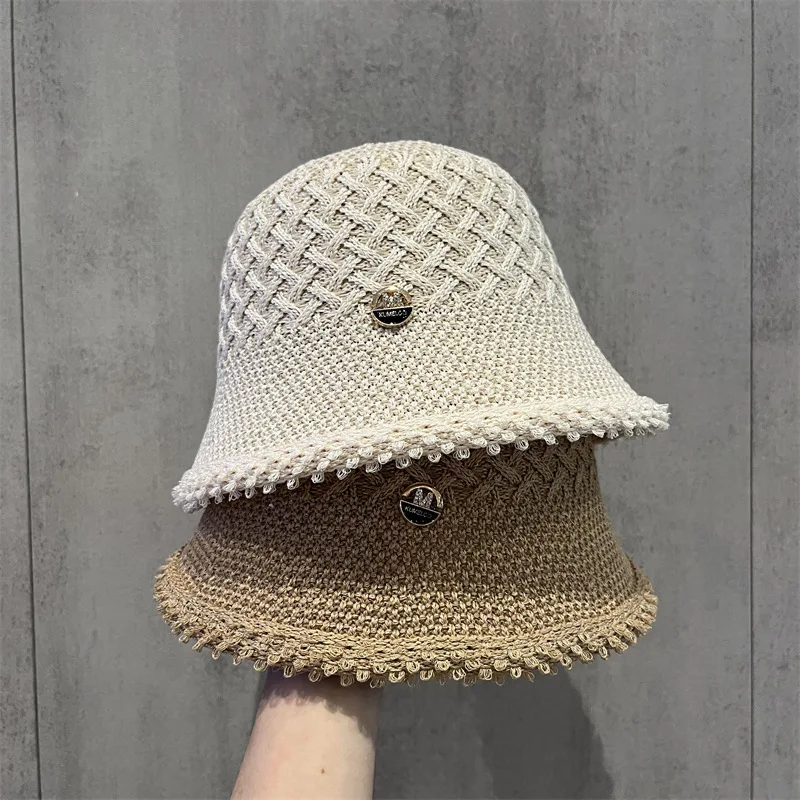 Japanese Minimalist Fisherman Hat Women\'s New Hollow Basin Hat Summer Sun Protection Sun Shading Bucket Hat Beach Panama Cap