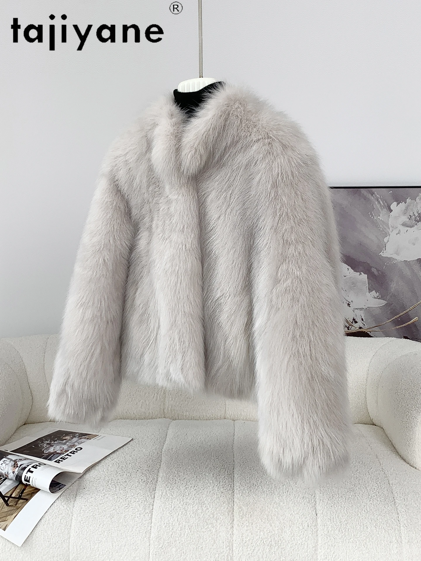 TAJIYANE 100 % natürlicher Fuchspelzmantel für Damen, hochwertige Echtpelzjacken, warme Damen-Oberbekleidung, Winter-Frau-Kleidung, 2025, Beij