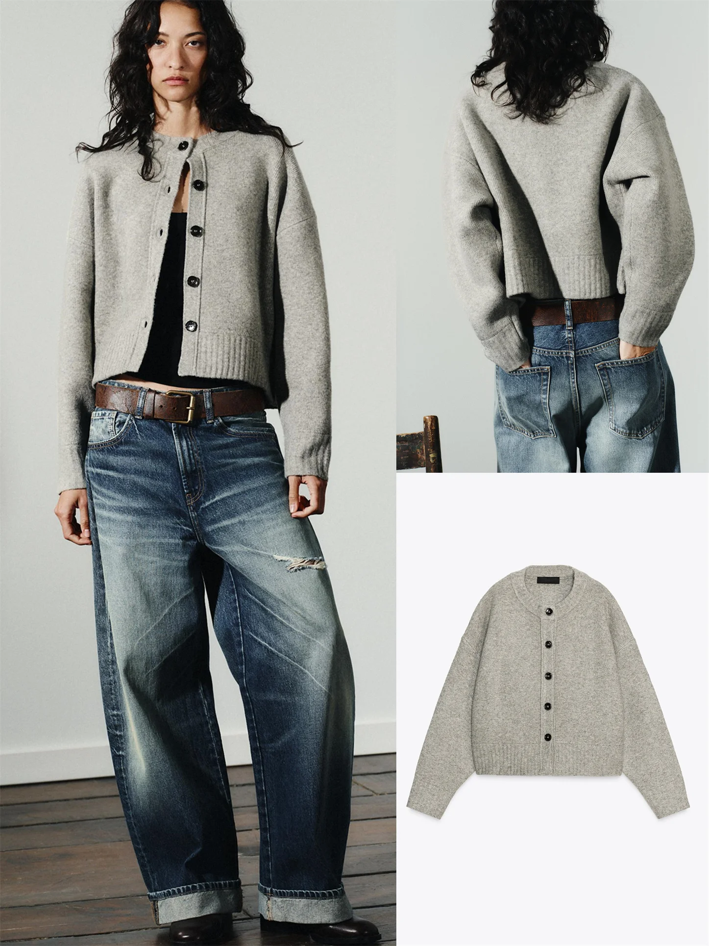 جديد الخريف Faion بسيط Sle المرأة طويلة Sve جولة Ne محبوك سترة مفتوحة معطف لينة ملابس خارجية فضفاضة 24245