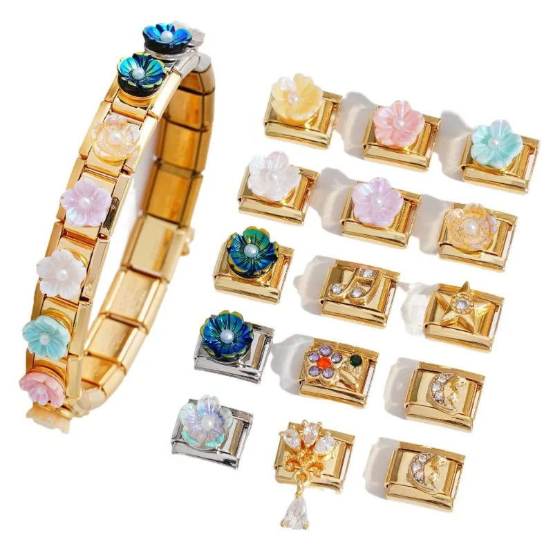 Stainless Steel Flower Animal Shaped Series Modular Personality Assembly Charm Accessory Bracelet DIY Handmade Links Jewelry