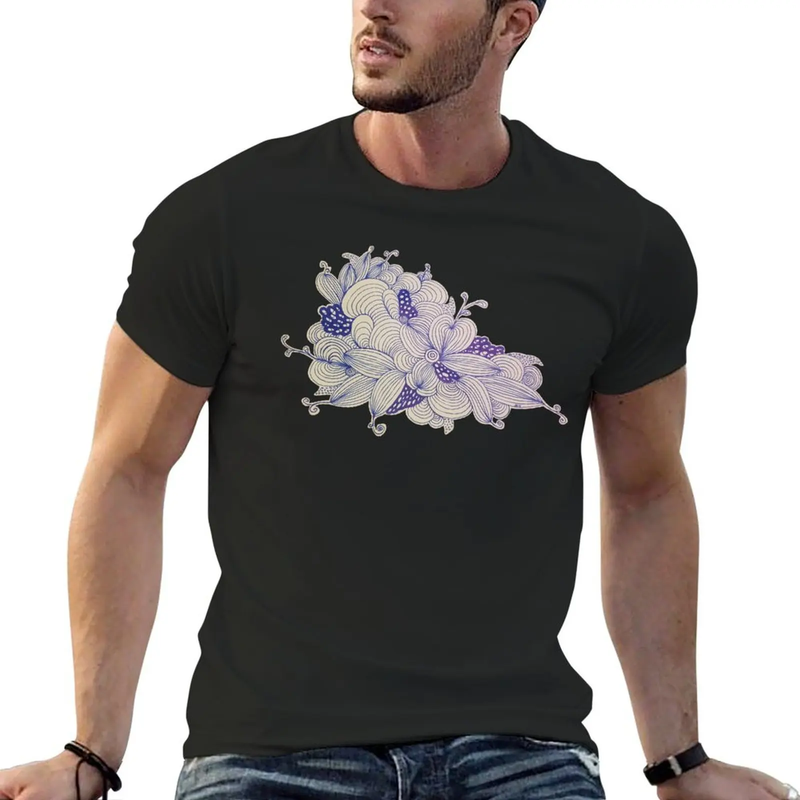 hand drawn abstract zentangle T-Shirt sublime vintage black t-shirts for men