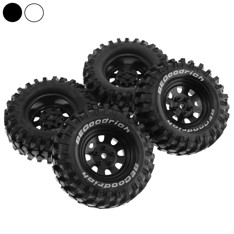 

4pcs 100mm Metal 1.9" Beadlock Wheel Rim Rubber Tire Set for 1/10 RC Crawler Car Traxxas TRX4 RC4WD D90 D110 Axial SCX10 MST