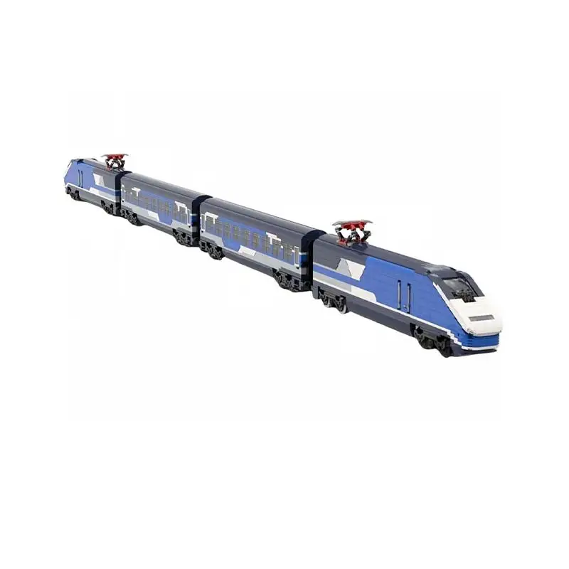 MOC European Modern City Shuttle Passenger Train Building Blocks Express Commuter Railway Model Track Toy Adult Gift