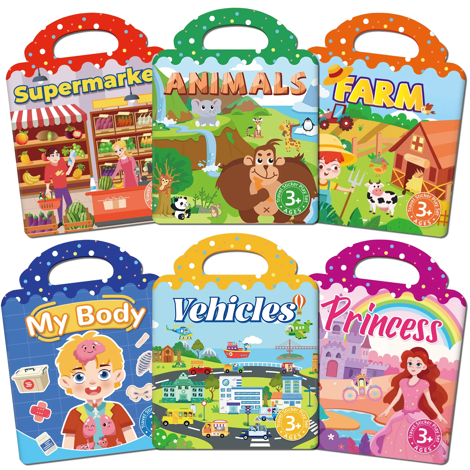 Reusable Bubble Jelly Sticker Book Multi-theme DIY Montessori Sticker Toy Portable Educational Gifts for Kids