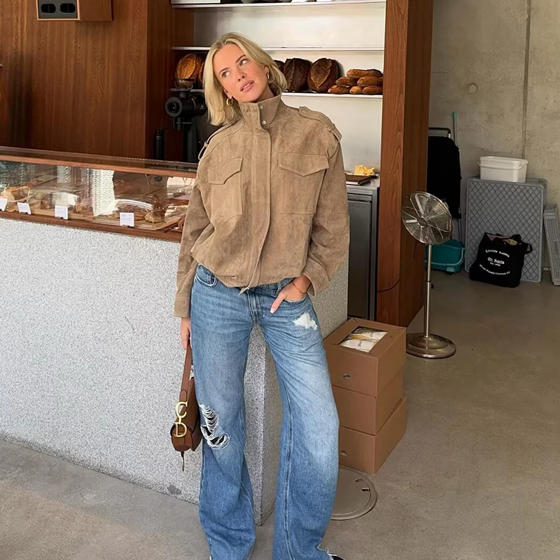 سترات الخريف النسائية 2025 معاطف جديدة موضة فضفاضة للشباب الخريف الشارع سترات دافئة معاطف نسائية أنيقة للشباب للسفر ملابس خارجية