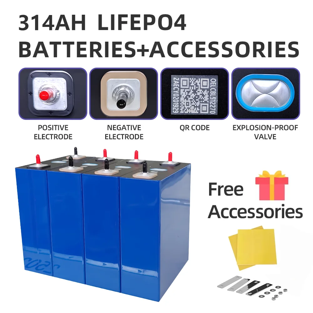 EU STOCK 314AH 3.2V Lifepo4 Battery 8000 Cycles High Capacity Lithium Battery 12V/24V/36V/48V Replaceable DIY Battery Cells DDP