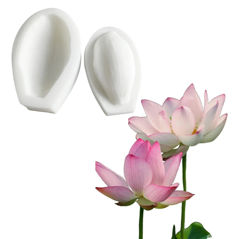 4PCS Large Lotus Flower Veiners &Cutter Silicone Fondant Mold Chocolate Sugar Paper PolymerClay Decoration Confectionery Moulds