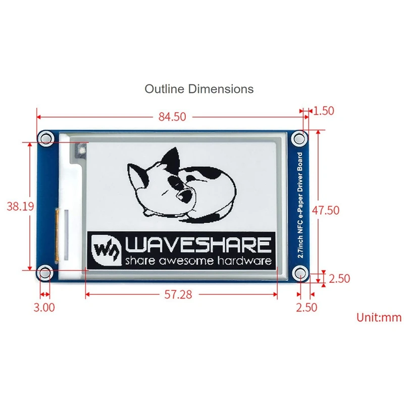 Waveshare 2.7นิ้ว Passive NFC-E-โมเดลกระดาษไม่มีแบตเตอรี่ไร้สายเปิดเครื่องและถ่ายโอนข้อมูล