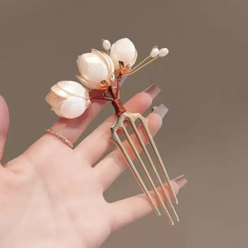 

1Pcs Parties Hair Pin Hair Accessories Elegant Retro Flower Golden Alloy Hair Clip Perfect For Curling Or Straight Hair