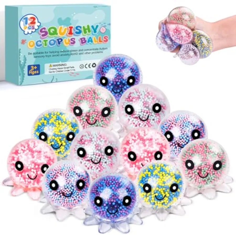New product tasting price 2 Pack Fidget Stress Balls for Adults, Cute Octopus Stress Sensory Stress Ball, Bulk Squishy Squeeze