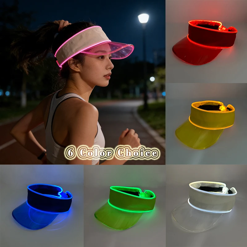 

Новая кепка-козырек для активного отдыха со светящимися LED-аксессуарами, мигающая, для езды на велосипеде и бега, с клейкой застежкой, для мужчин и женщин