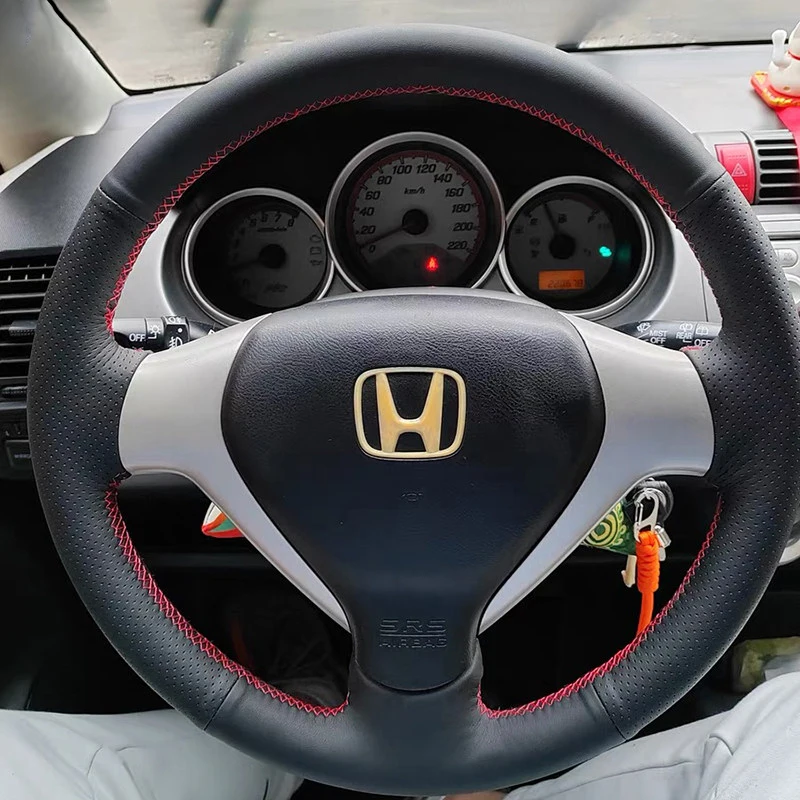 

Customized Hand Sewing Microfiber Leather Car Steering Wheel Cover Bradi for Honda Fit Jazz 2004-2007 CITY 2007 Steering Wheel