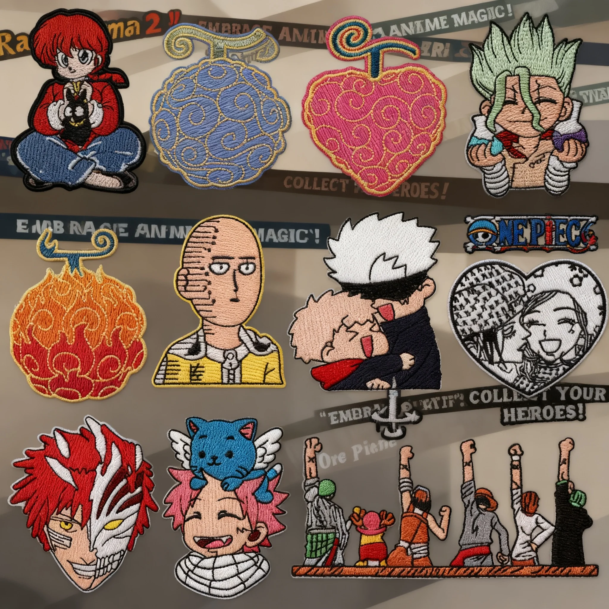 Parches Termoadhesivos de Anime con Frutas del Diablo, Insignias de Manga para Mochilas y Ropa, Parches Bordados, Juguetes