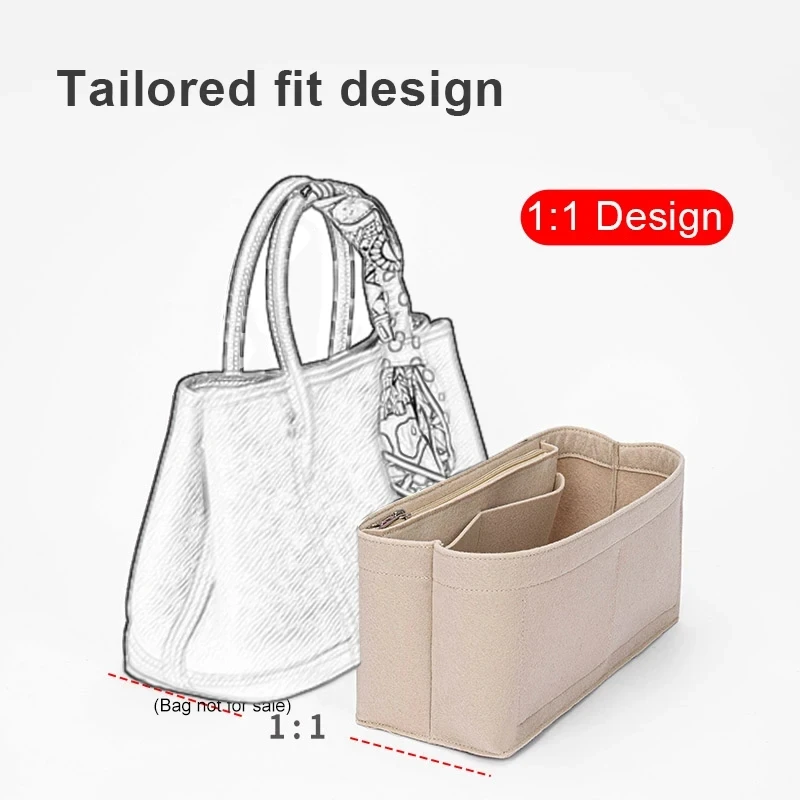 Felt Insert Bag For H Garden Party 30 36 Inner Storage Bag Female Purse Organizer Insert With Zip Felt Cosmetic Linner