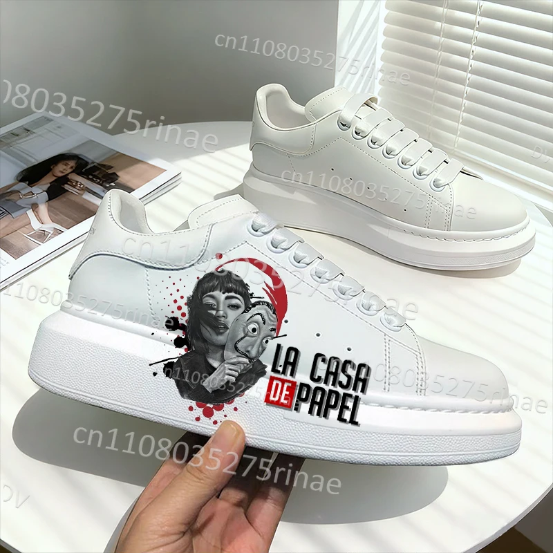 

Денежный подогрев с принтом, спортивные беговые белые туфли для взрослых, модная простая обувь для кампуса, рождественский подарок, унисекс