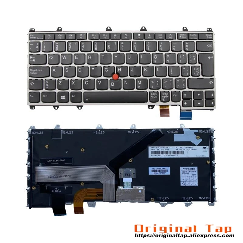 CFB Canadian French Backlit Keyboard for Lenovo Thinkpad X380 Yoga 370 01EN465 01EN383 01HW692 01HX137