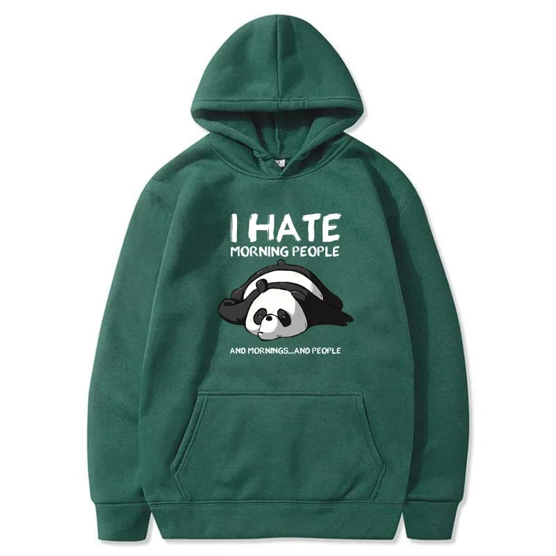 Lazy Panda I Hate Morning People Printed Hoodie Women's Casual Fashion Hoody Autumn Soft Sweatshirt Harajuku Warm Sportswear Men