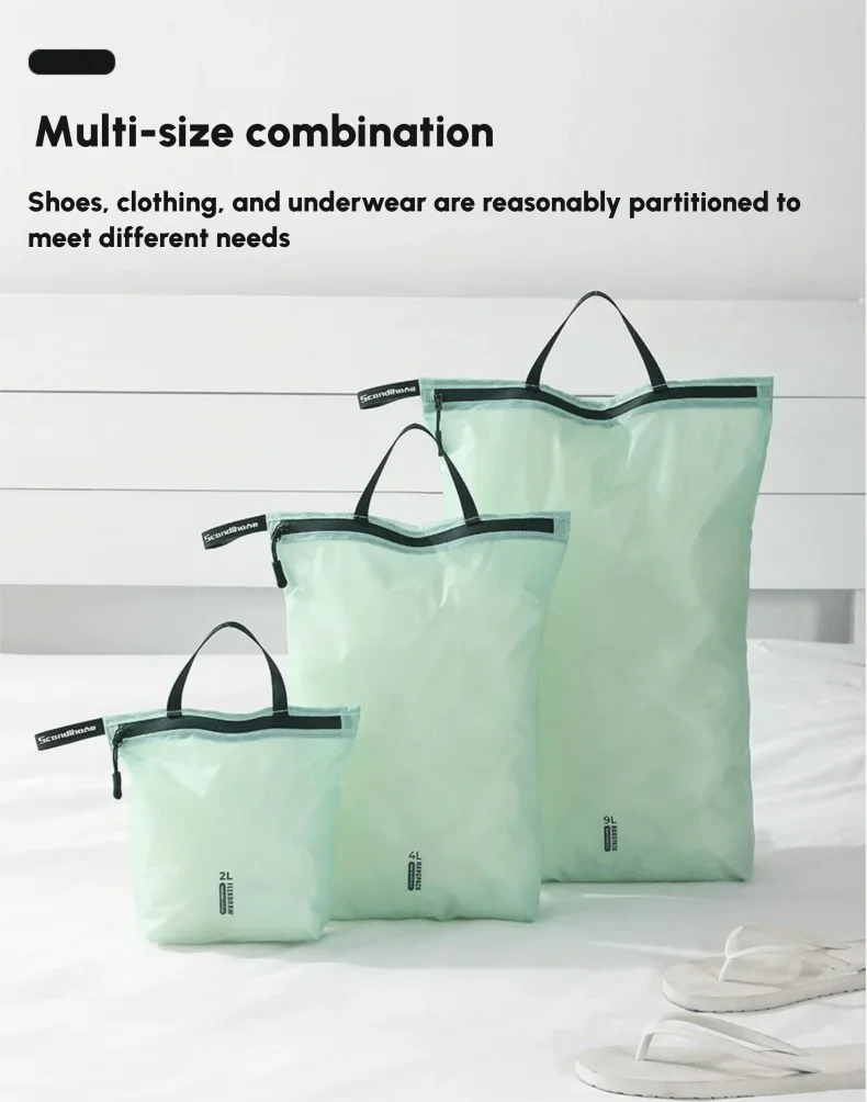 Wasserdichte Reisehandtasche, Aufbewahrungstasche, leichter Kleidungs-Organizer, Reißverschlusstasche für Toilettenartikel, Socken, Unterwäsche, Gepäck – Detail 11