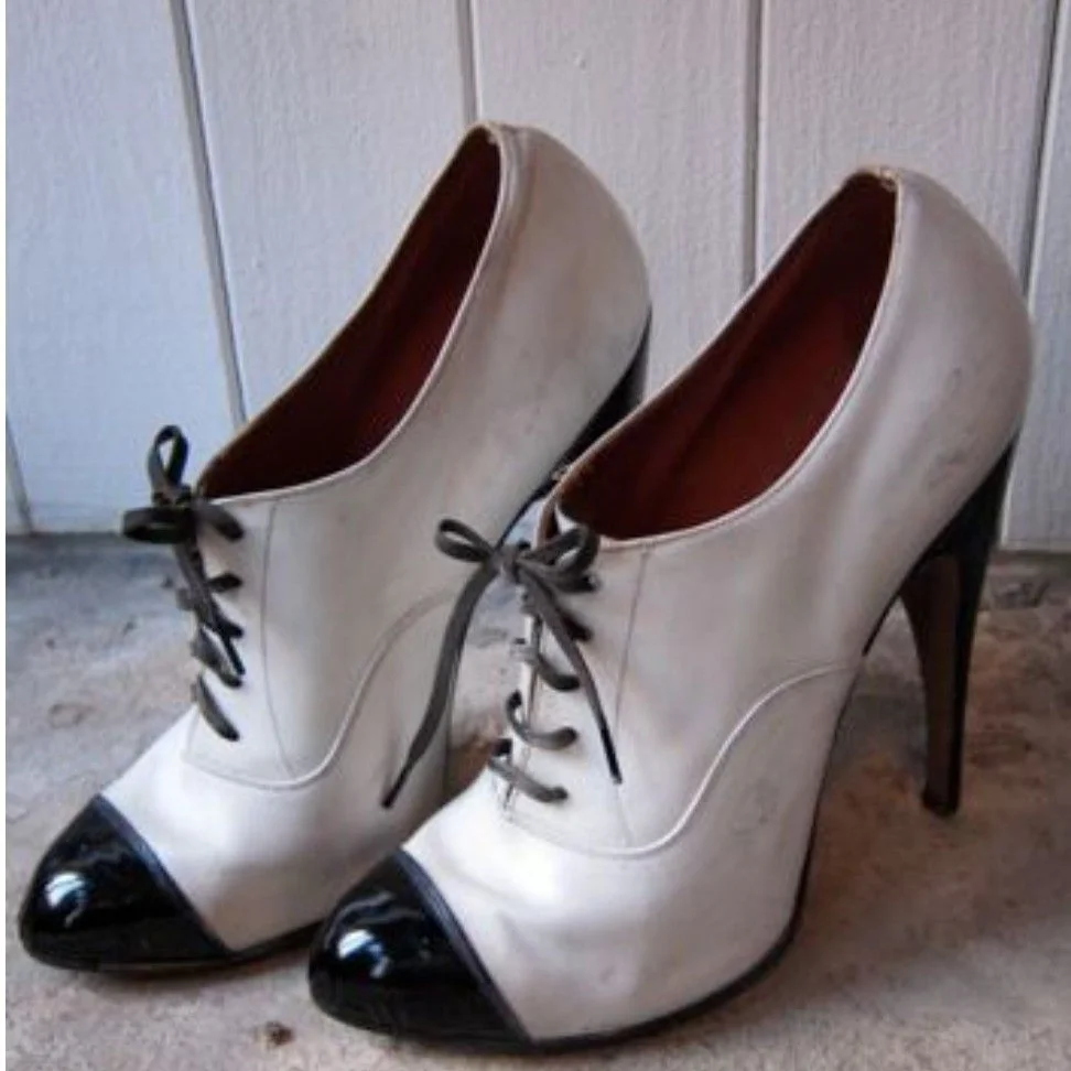 

White Lace Up Shallow Leather Pumps Thin High Heel Pointed Toe Fashion Sexy 2025 Summer Big Size Woman Shoes Zapatillas Mujer