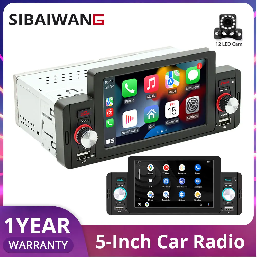 

1Din 5" Car Radio Wireless CarPlay Android auto Car Multimedia Video MP5 Player WIFI Bluetooth Handsfree FM RDS USB Car Player
