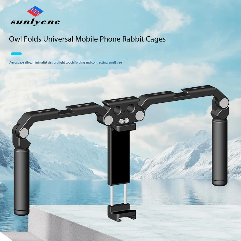 Sunlycnc Universal Smartphone Video Rig with Handles 91mm Filter Adapter Phone Cage for iPhone 14 13 15 Pro Max Samsung S23