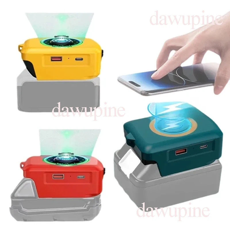 

Tool Accessories Type-C USB Power Bank Wireless Charger Adapter for Makita for Dewalt for Milwaukee for Bosch 18V Li-ion Battery