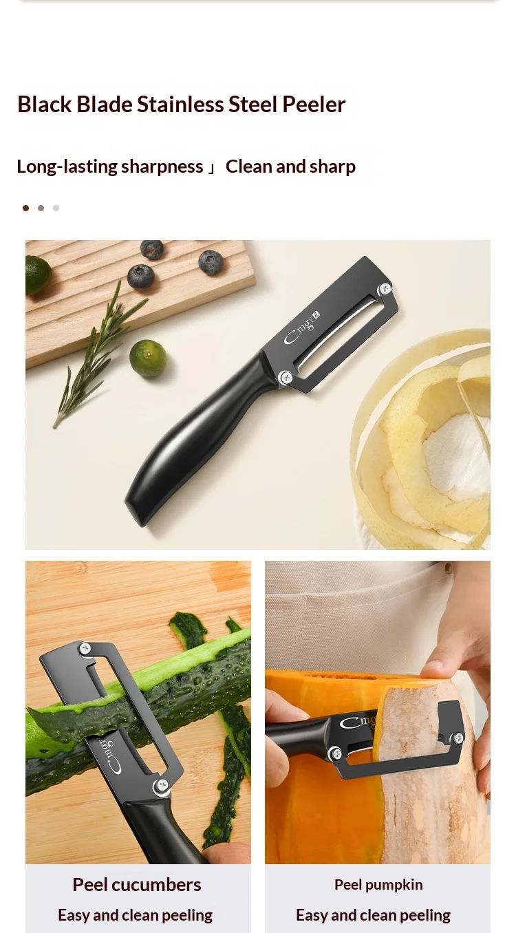 Titanium-coated fruit peeling knife, kitchen multi-functional scraping knife, sugarcane and potato peeling knife, peeling tool view 6