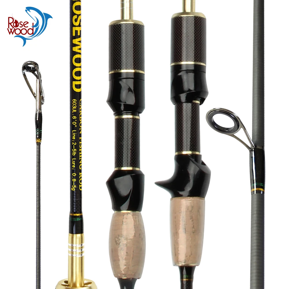 Rosewood 3 Sections Portable Ultra Lightweight Fishing Rod 1.8m Fast UL 30t Light Casting Rod Spinning Rod Bass Trout Tackle