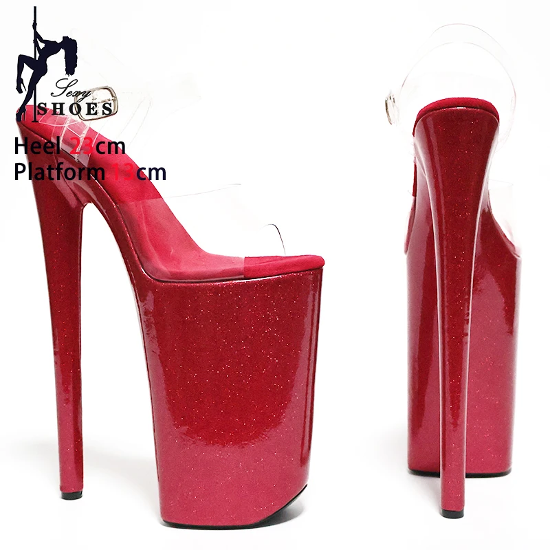 Modern Sandals 9Inch/23cm Crystal Upper Stripper Heels Wrap Platform Sandals Open Toe Pole Dance Shoes Women Sexy Platform Shoes