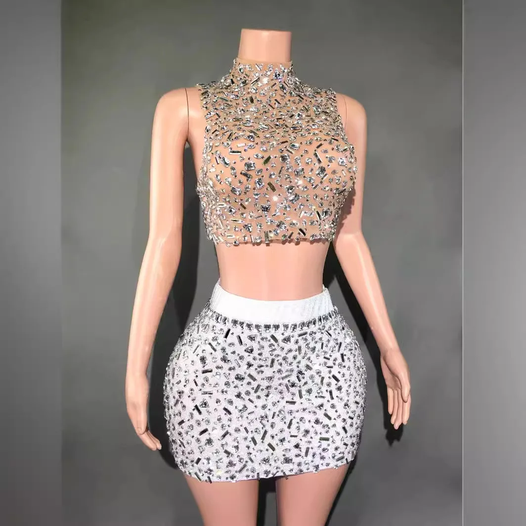 Abito da festa sottile con stella splendida splendida e strass con nappe lunghe per abito da spettacolo di fascia alta per feste di performance sul palco dell'ospite