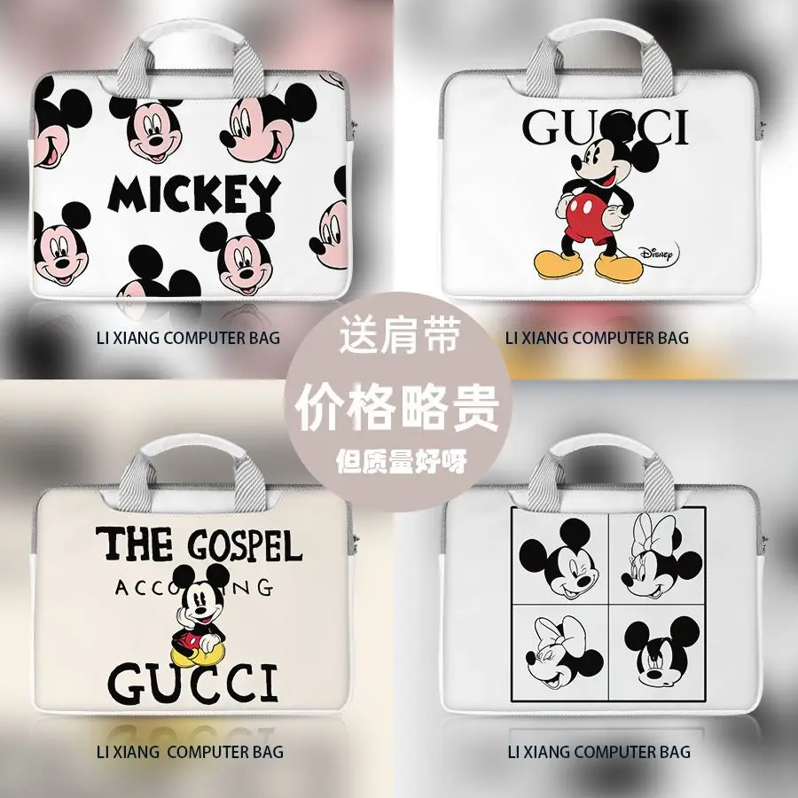 Disney Anime Mickey Mouse Laptop Bag Cute Large Capacity Tablet Storage Cartoon Handbag Computer Bag 12 13 14 15 16 17 inches